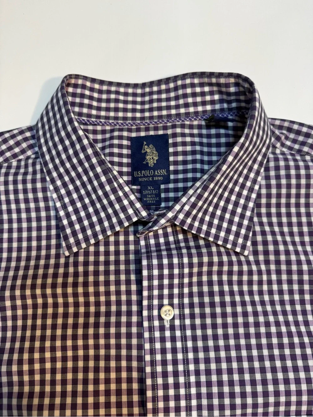 U.S. Polo Assn. Men’s XL 17-17.5 34/35 Wrinkle Free Check Dress Shirt